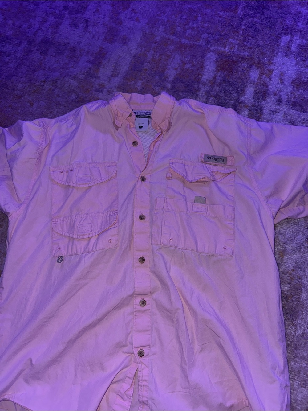 Columbia Pink Short Sleeve Fishing Shirt